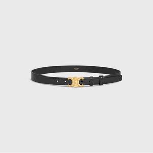 Celine Black Leather Belt with Gold Triomphe Buckle